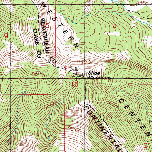 Topographic Map of Slide Mountain, ID