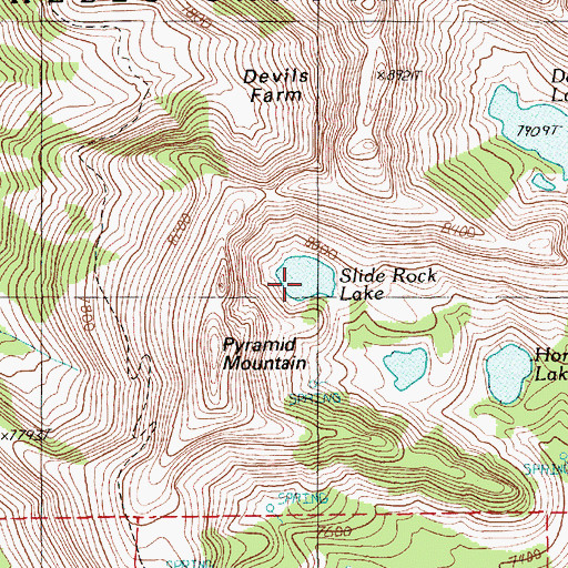 Topographic Map of Slide Rock Lake, ID