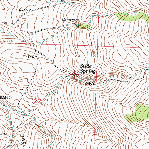 Topographic Map of Slide Spring, ID