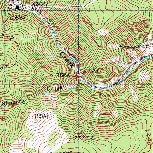 Topographic Map of Slippery Creek, ID