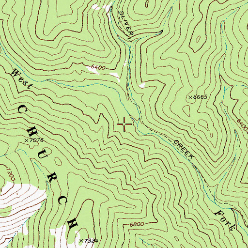 Topographic Map of Sliver Creek, ID