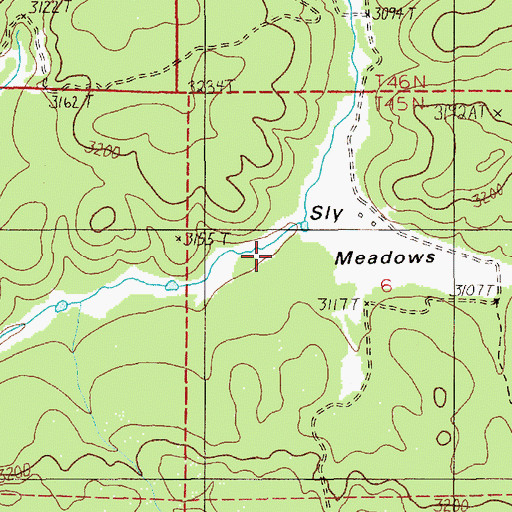 Topographic Map of Sly Meadows, ID