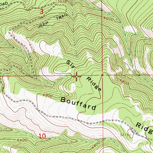Topographic Map of Sly Ridge, ID