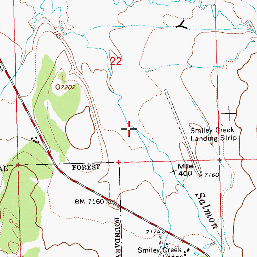 Topographic Map of Smiley Creek, ID