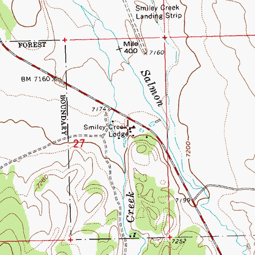 Topographic Map of Smilty Creek Lodge, ID