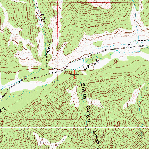 Topographic Map of Smith Canyon, ID