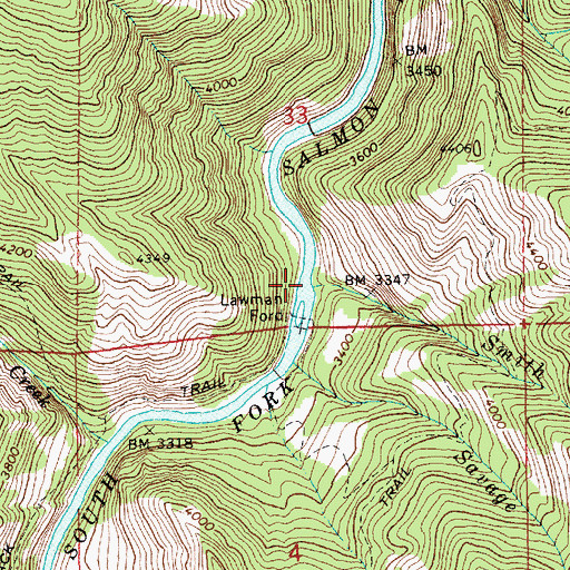 Topographic Map of Smith Creek, ID