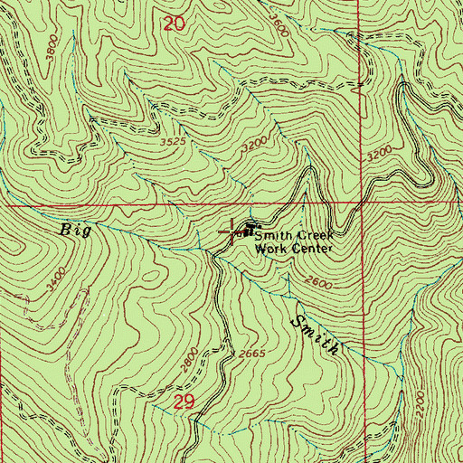 Topographic Map of Smith Creek Work Center, ID