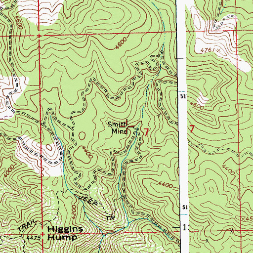 Topographic Map of Smith Mine, ID