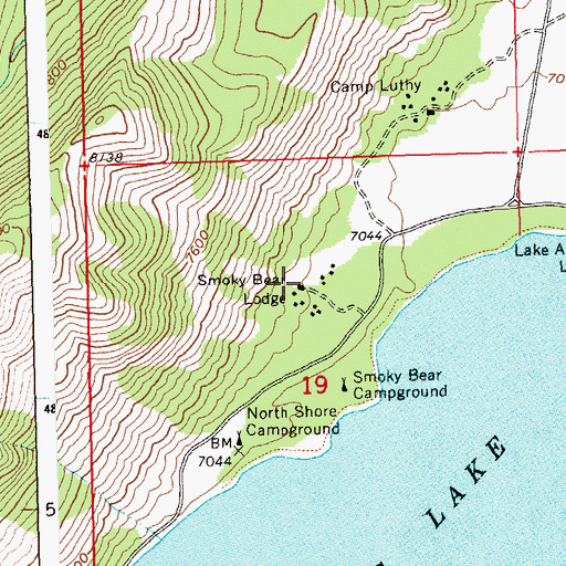 Topographic Map of Smoky Bear Lodge, ID