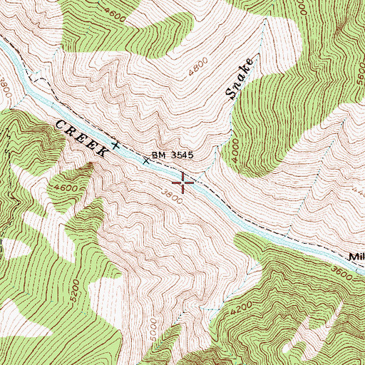 Topographic Map of Snake Creek, ID