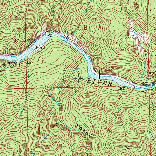 Topographic Map of Sneak Creek, ID