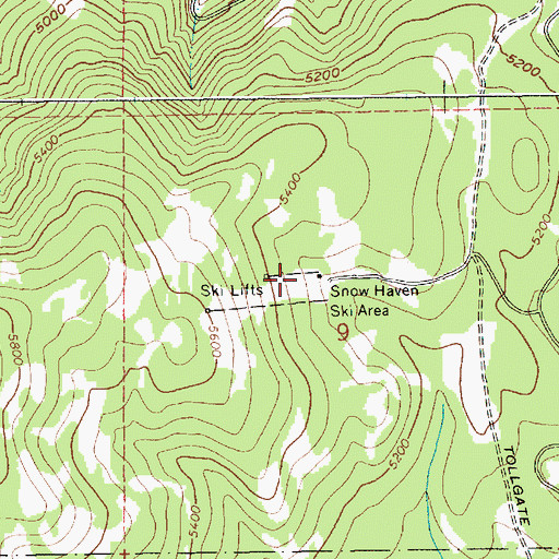 Topographic Map of Snow Haven Ski Area, ID