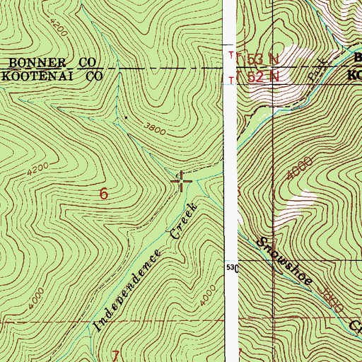 Topographic Map of Snowshoe Creek, ID
