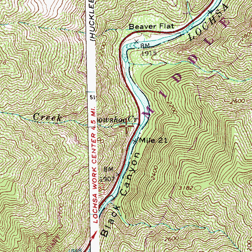 Topographic Map of Snowshoe Creek, ID