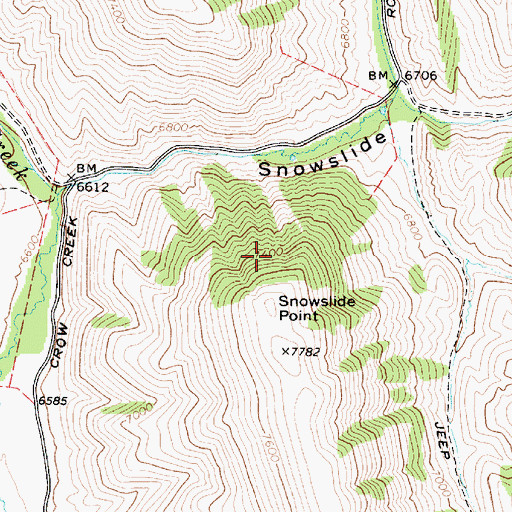 Topographic Map of Snowside Point, ID