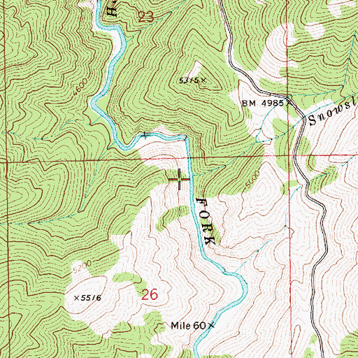 Topographic Map of Snowslide Creek, ID