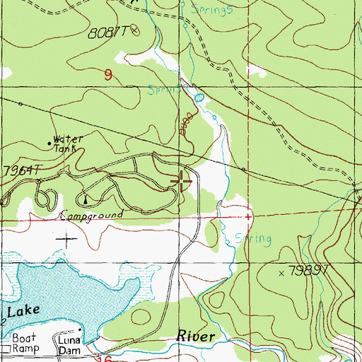 Topographic Map of Luna Lake Campground, AZ