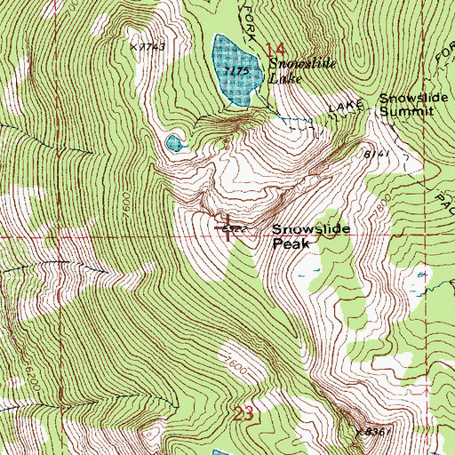 Topographic Map of Snowslide Peak, ID
