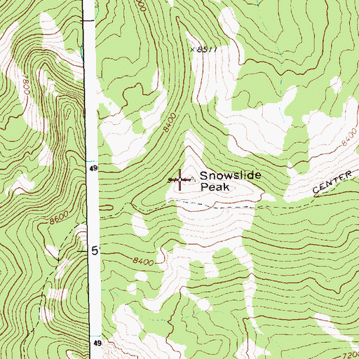 Topographic Map of Snowslide Peak, ID