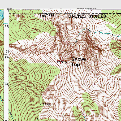 Topographic Map of Snowy Top, ID