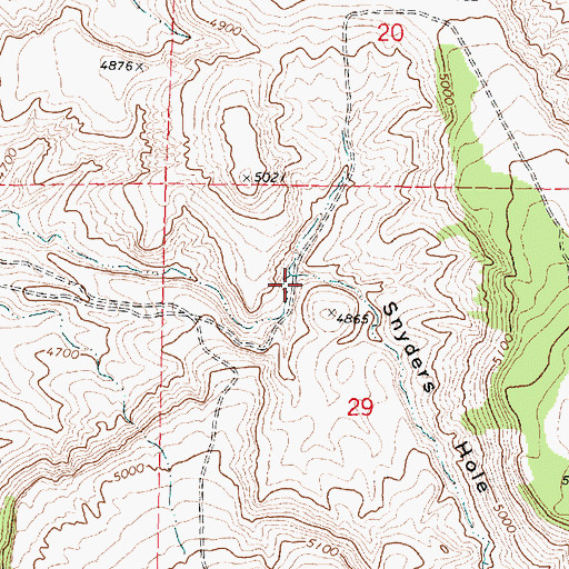 Topographic Map of Snyders Hole, ID