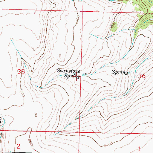 Topographic Map of Soapstone Spring, ID