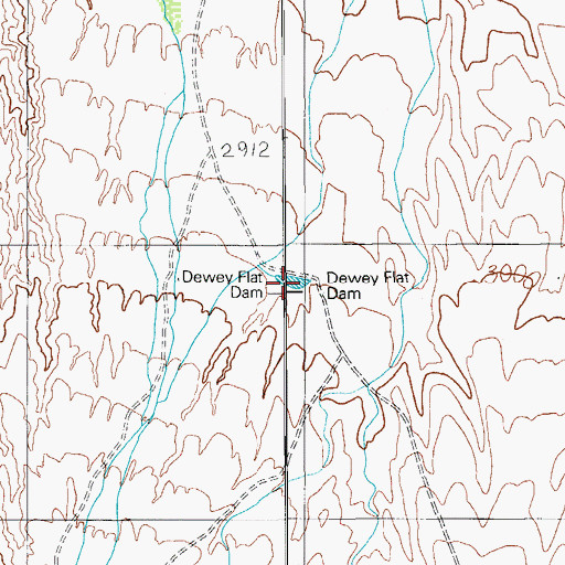 Topographic Map of Dewey Flat Dam, AZ