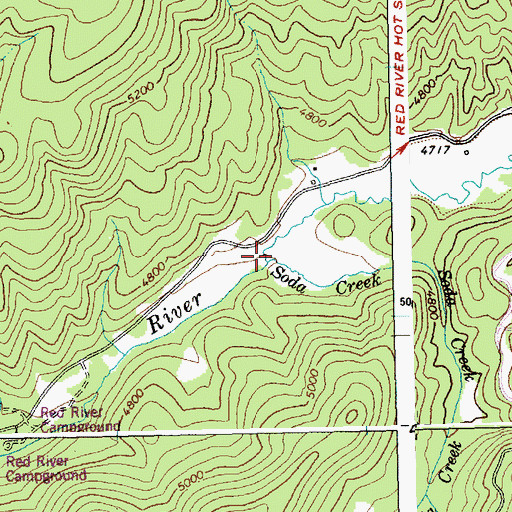 Topographic Map of Soda Creek, ID