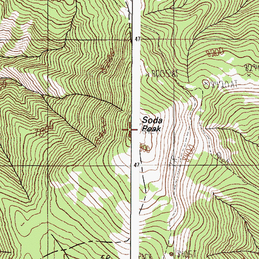 Topographic Map of Soda Peak, ID