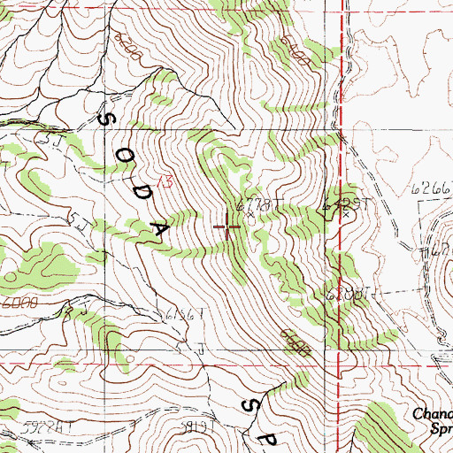 Topographic Map of Soda Springs Hills, ID