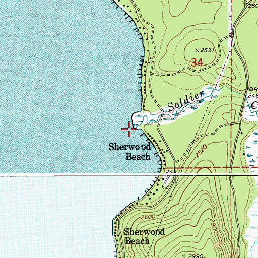 Topographic Map of Soldier Creek, ID