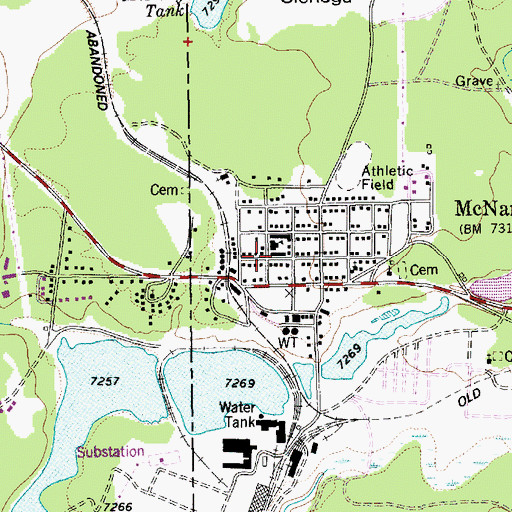 Topographic Map of McNary High School, AZ