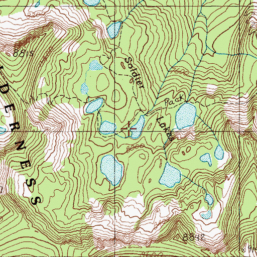 Topographic Map of Soldier Lakes, ID