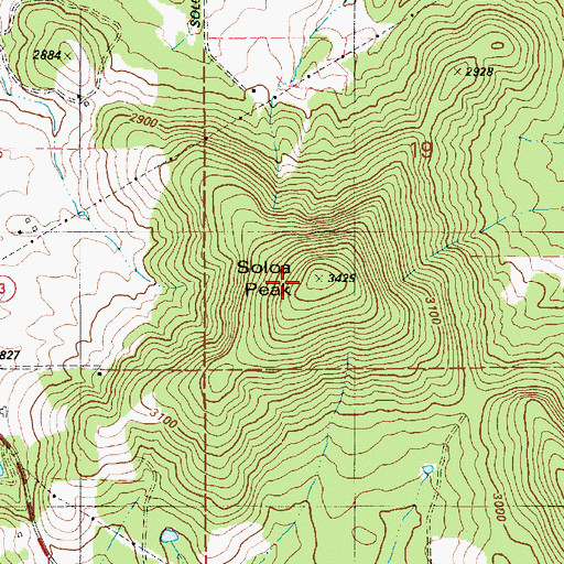 Topographic Map of Soloa Peak, ID