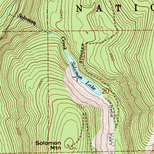 Topographic Map of Solomon Lake, ID