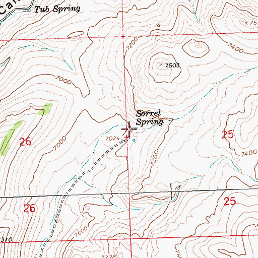 Topographic Map of Sorrel Spring, ID