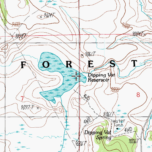 Topographic Map of Dipping Vat Reservoir, AZ