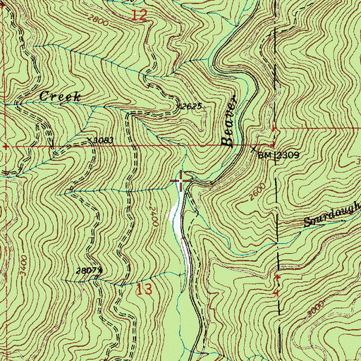 Topographic Map of Sourdough Creek, ID