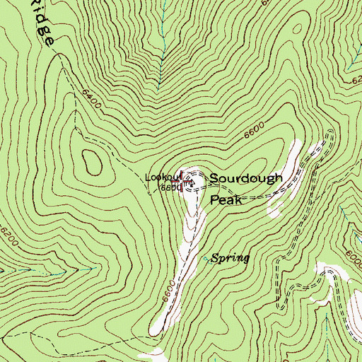Topographic Map of Sourdough Peak, ID