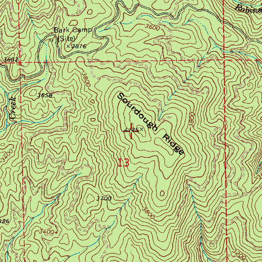 Topographic Map of Sourdough Ridge, ID