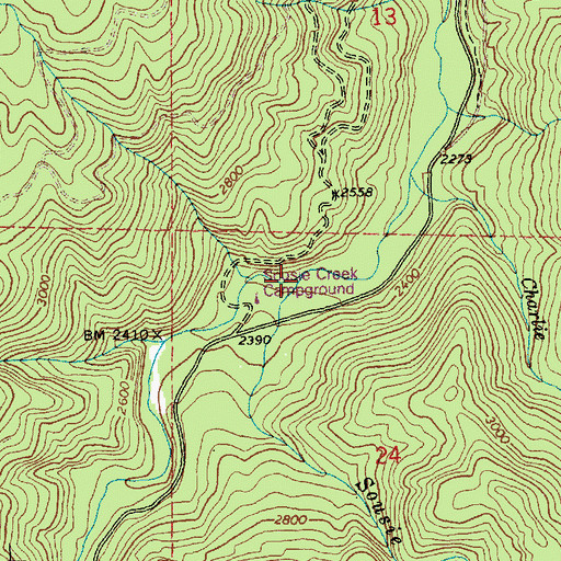 Topographic Map of Sousie Creek, ID