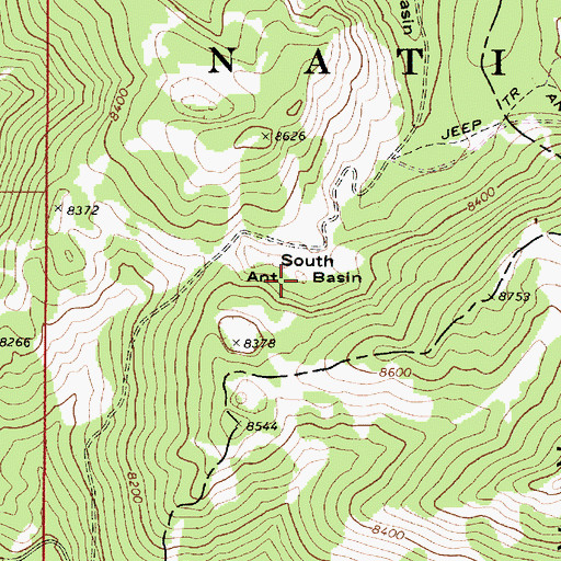 Topographic Map of South Ant Basin, ID