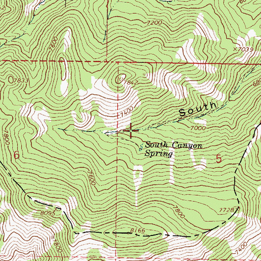 Topographic Map of South Canyon Spring, ID