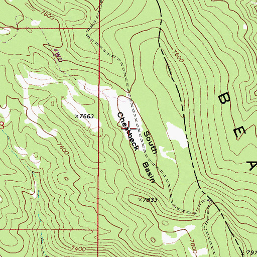 Topographic Map of South Cheatbeck Basin, ID