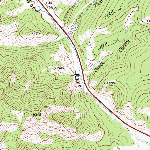 Topographic Map of South Cherry Creek, ID