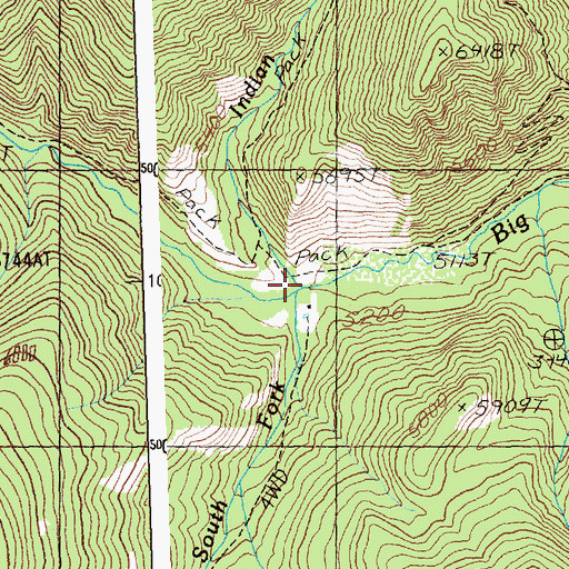 Topographic Map of South Fork Big Deer Creek, ID