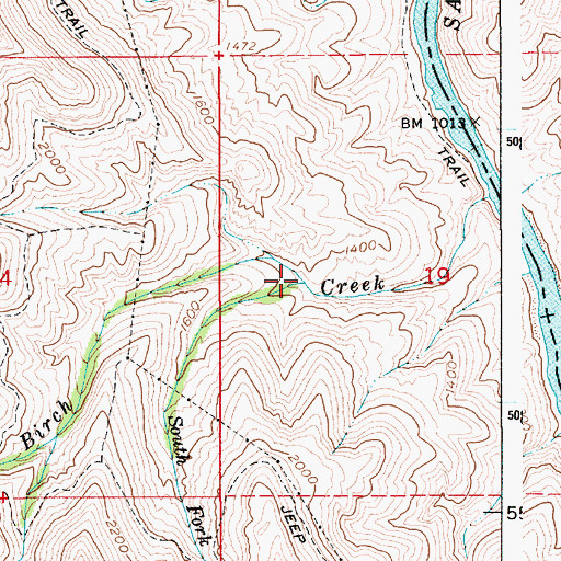 Topographic Map of South Fork Birch Creek, ID