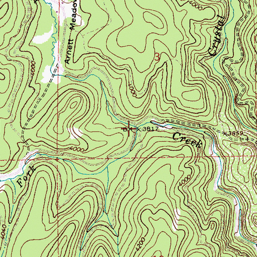 Topographic Map of South Fork Breakfast Creek, ID