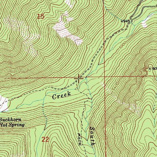 Topographic Map of South Fork Buckhorn Creek, ID